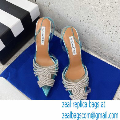 Aquazzura Heel 10cm PVC Gatsby Sling Slingback Pumps Blue 2022 - Click Image to Close