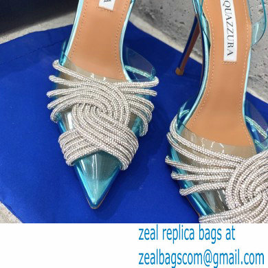 Aquazzura Heel 10cm PVC Gatsby Sling Slingback Pumps Blue 2022 - Click Image to Close