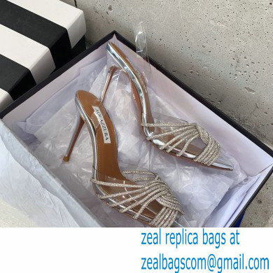 Aquazzura Heel 10cm PVC Gatsby Sling Slingback Pumps Silver 2022