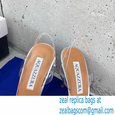 Aquazzura Heel 10cm PVC Gatsby Sling Slingback Pumps Silver 2022 - Click Image to Close