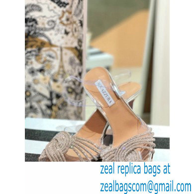 Aquazzura Heel 10cm PVC Gatsby Sling Slingback Pumps Silver 2022 - Click Image to Close