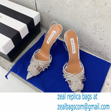 Aquazzura Heel 10cm PVC Gatsby Sling Slingback Pumps Silver 2022 - Click Image to Close