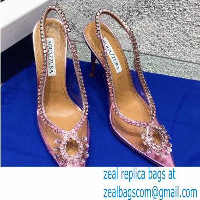 Aquazzura Heel 10cm PVC Seduction Crystal Pumps Pink 2022 - Click Image to Close