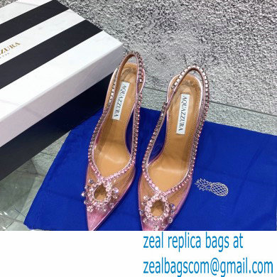 Aquazzura Heel 10cm PVC Seduction Crystal Pumps Pink 2022 - Click Image to Close