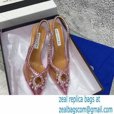 Aquazzura Heel 10cm PVC Seduction Crystal Pumps Pink 2022 - Click Image to Close