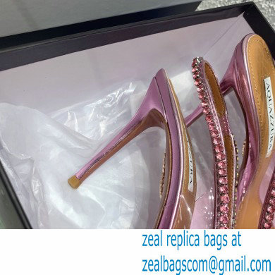 Aquazzura Heel 10cm PVC Seduction Crystal Pumps Pink 2022 - Click Image to Close