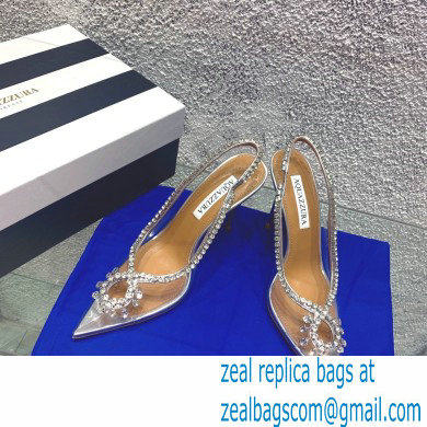 Aquazzura Heel 10cm PVC Seduction Crystal Pumps Silver 2022