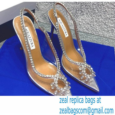 Aquazzura Heel 10cm PVC Seduction Crystal Pumps Silver 2022