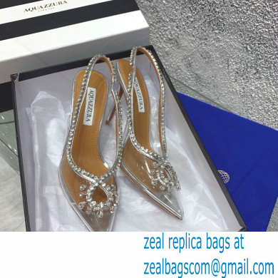 Aquazzura Heel 10cm PVC Seduction Crystal Pumps Silver 2022