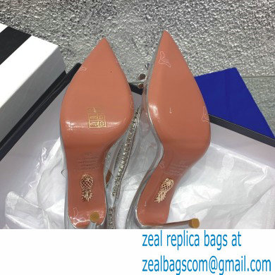 Aquazzura Heel 10cm PVC Seduction Crystal Pumps Silver 2022