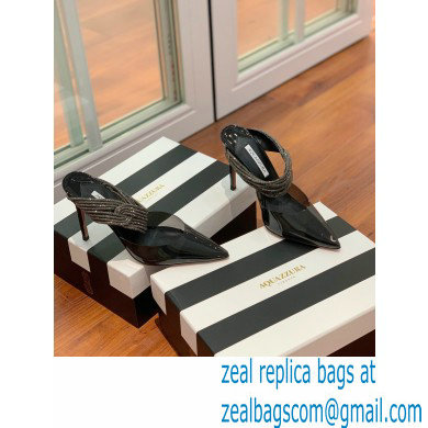 Aquazzura Heel 8.5cm/10cm PVC Instinct Crystal Mules Black 2022 - Click Image to Close