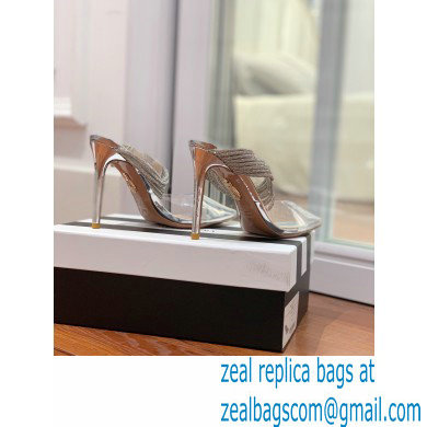 Aquazzura Heel 8.5cm/10cm PVC Instinct Crystal Mules Silver 2022 - Click Image to Close