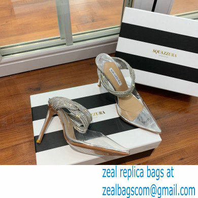 Aquazzura Heel 8.5cm/10cm PVC Instinct Crystal Mules Silver 2022