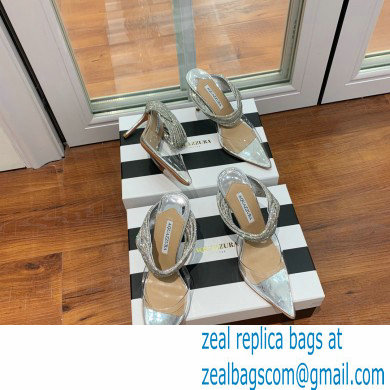 Aquazzura Heel 8.5cm/10cm PVC Instinct Crystal Mules Silver 2022