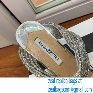 Aquazzura Heel 8.5cm/10cm PVC Instinct Crystal Mules Silver 2022 - Click Image to Close