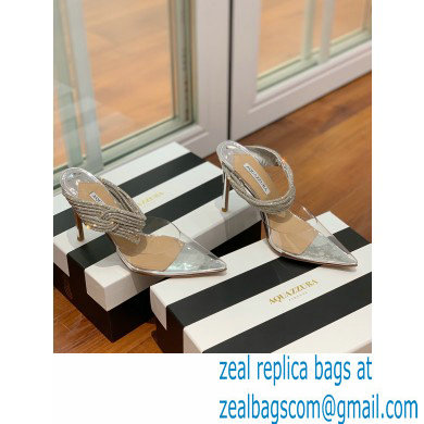 Aquazzura Heel 8.5cm/10cm PVC Instinct Crystal Mules Silver 2022