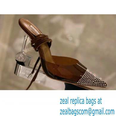 Aquazzura Heel 8.5cm PVC Nights Pumps Coffee 2022 - Click Image to Close