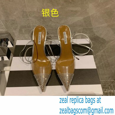 Aquazzura Heel 8.5cm PVC Nights Pumps Silver 2022 - Click Image to Close