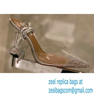 Aquazzura Heel 8.5cm PVC Nights Pumps Silver 2022