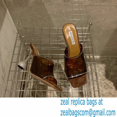 Aquazzura Heel 8.5cm PVC Secrets Mules Coffee 2022 - Click Image to Close