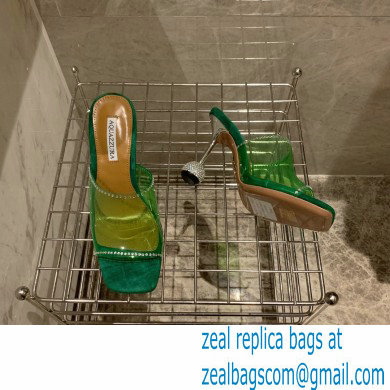 Aquazzura Heel 8.5cm PVC Secrets Mules Green 2022 - Click Image to Close