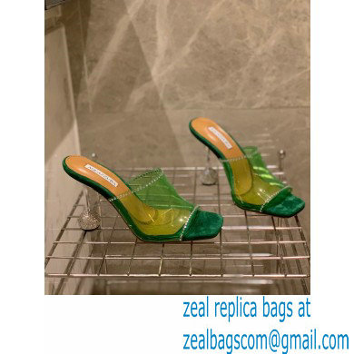 Aquazzura Heel 8.5cm PVC Secrets Mules Green 2022 - Click Image to Close