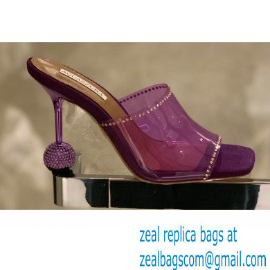 Aquazzura Heel 8.5cm PVC Secrets Mules Purple 2022 - Click Image to Close