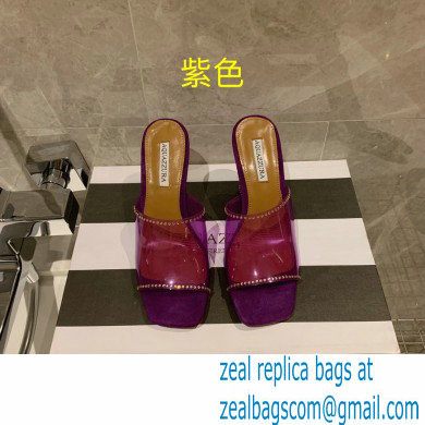 Aquazzura Heel 8.5cm PVC Secrets Mules Purple 2022 - Click Image to Close