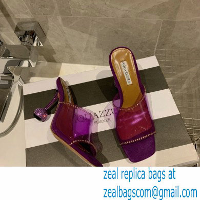 Aquazzura Heel 8.5cm PVC Secrets Mules Purple 2022 - Click Image to Close