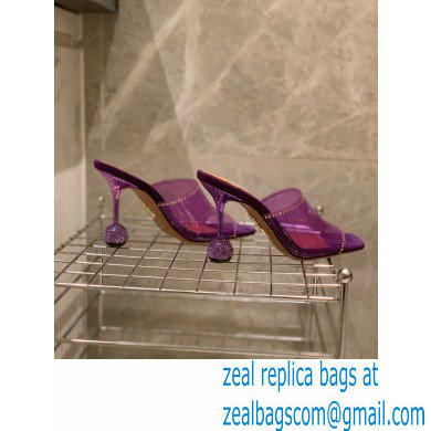 Aquazzura Heel 8.5cm PVC Secrets Mules Purple 2022 - Click Image to Close