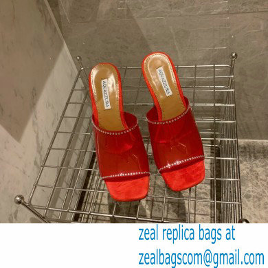 Aquazzura Heel 8.5cm PVC Secrets Mules Red 2022 - Click Image to Close