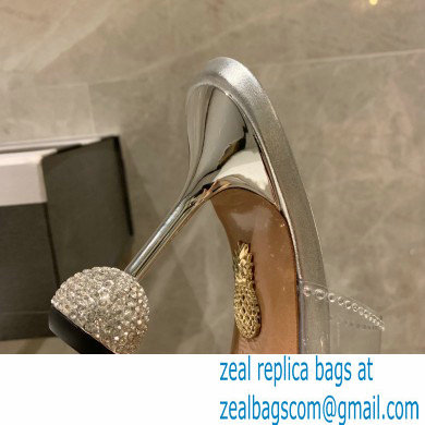 Aquazzura Heel 8.5cm PVC Secrets Mules Silver 2022 - Click Image to Close