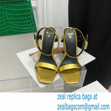 Balmain Heel 10.5cm Leather Ultima Sandals Gold 2022 - Click Image to Close