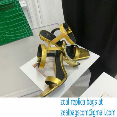 Balmain Heel 10.5cm Leather Ultima Sandals Gold 2022 - Click Image to Close