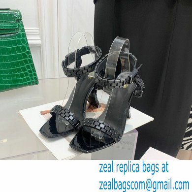 Balmain Heel 10.5cm Leather Ultima Sandals Patent Black 2022