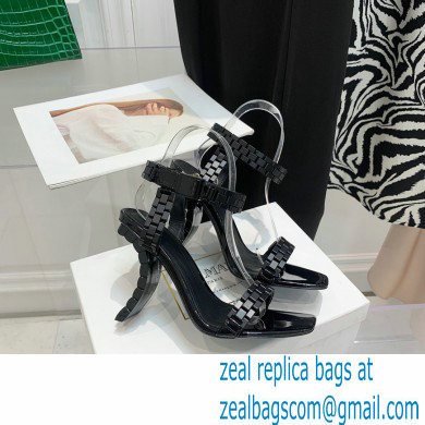 Balmain Heel 10.5cm Leather Ultima Sandals Patent Black 2022