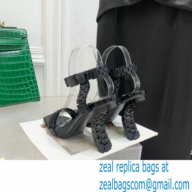 Balmain Heel 10.5cm Leather Ultima Sandals Patent Black 2022