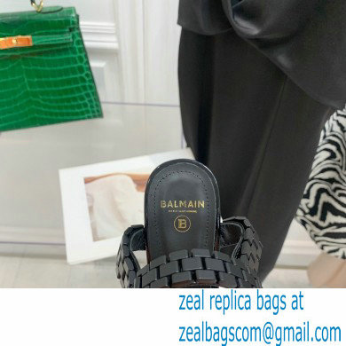 Balmain Heel 10.5cm Leather Ultima Sandals Patent Black 2022