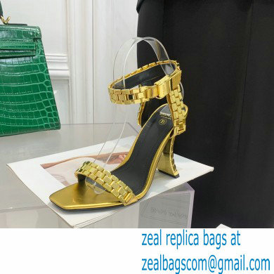 Balmain Heel 10.5cm Leather Ultima Sandals Patent Gold 2022