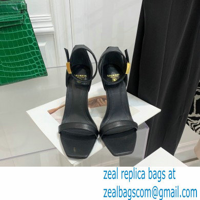 Balmain Heel 10.5cm Leather Uma Sandals Black 2022 - Click Image to Close