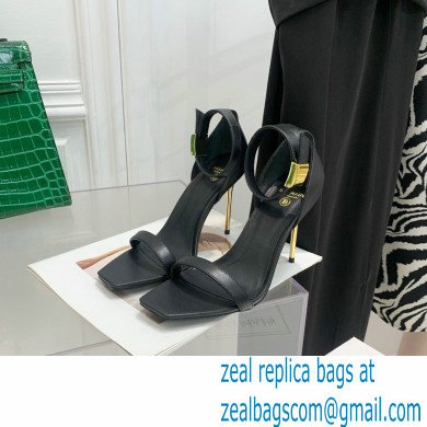 Balmain Heel 10.5cm Leather Uma Sandals Black 2022