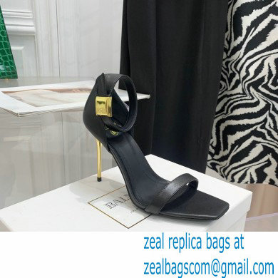 Balmain Heel 10.5cm Leather Uma Sandals Black 2022