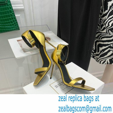 Balmain Heel 10.5cm Leather Uma Sandals Gold 2022 - Click Image to Close