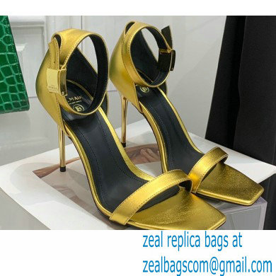 Balmain Heel 10.5cm Leather Uma Sandals Gold 2022 - Click Image to Close