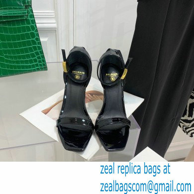 Balmain Heel 10.5cm Leather Uma Sandals Patent Black 2022