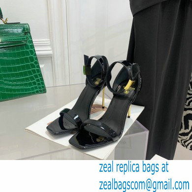 Balmain Heel 10.5cm Leather Uma Sandals Patent Black 2022 - Click Image to Close