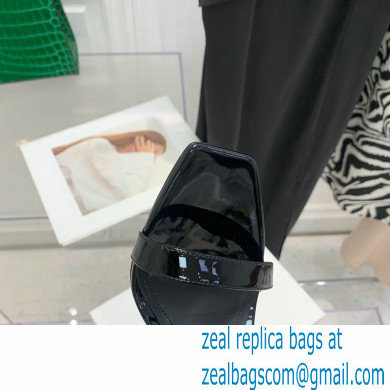 Balmain Heel 10.5cm Leather Uma Sandals Patent Black 2022