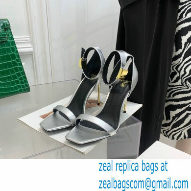 Balmain Heel 10.5cm Leather Uma Sandals Silver 2022