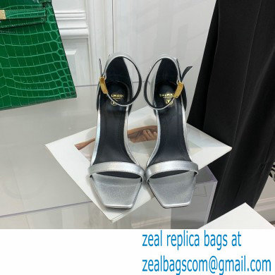 Balmain Heel 10.5cm Leather Uma Sandals Silver 2022