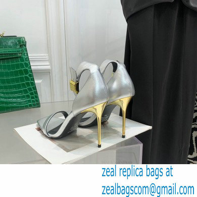 Balmain Heel 10.5cm Leather Uma Sandals Silver 2022